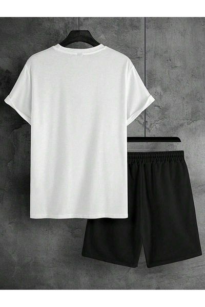 ACTIVE MODA -Men's Cotton Printed You Live in New York Tshirt-Shorts Set 2-Pack Oversize Large Size