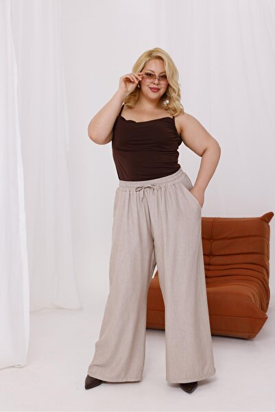 Siyezen Large Size with Pockets and Elastic Waist Palazzo Pants