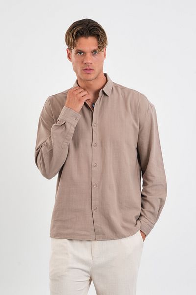 Redline Ανδρικό βαμβακερό πουκάμισο Oversize Comforted Earth