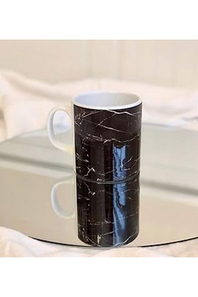 Mu Art Ahşap كوب بتصميم رخامي أسود من Giftmoda