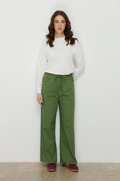 Nihan Beli Lastikli Bol Paça Kanvas Denim Pantolon Amazon