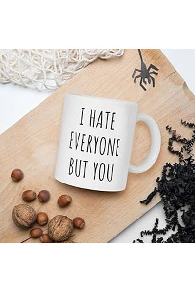 Mu Art Ahşap طباعة Dore Senden I Hate Everyone But You Mug Coffee - كوب مضحك - كوب عيد الحب