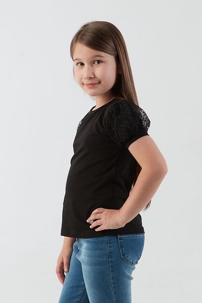 Fulla Moda Βασική μπλούζα για κορίτσια με λεπτομέρεια από τούλι