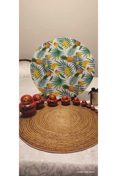 CKV CENTER Placemat Runner 6-Piece Presentation Plate Dowry Set Knitted Plate Bottom Fireproof