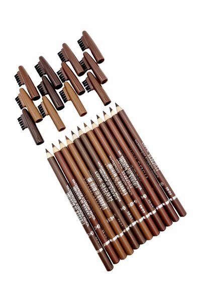 OEM Set Creioane Ochi si Sprancene cu Perie – LOVE GH, 12 Nuante Maro