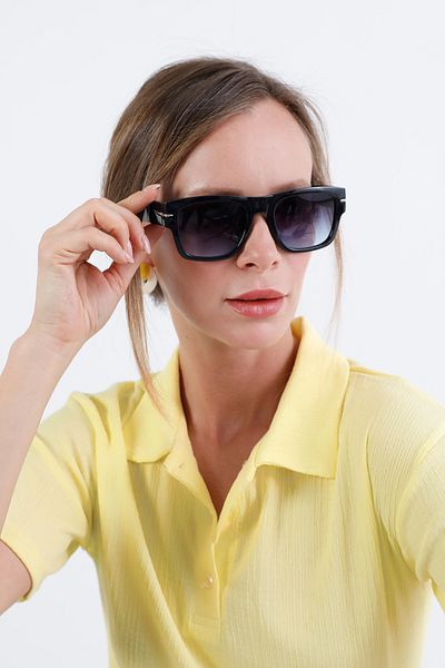 Fulla Moda Rectangular Frame Metal Accessory Sunglasses