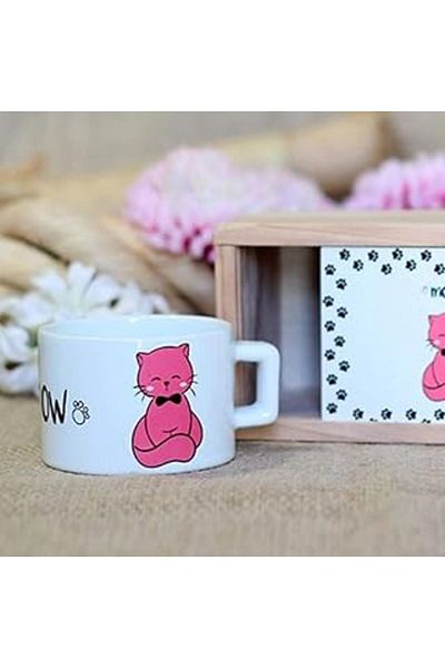 Mu Art Ahşap كوب قطة لطيف في صندوق خشبي من Giftmoda