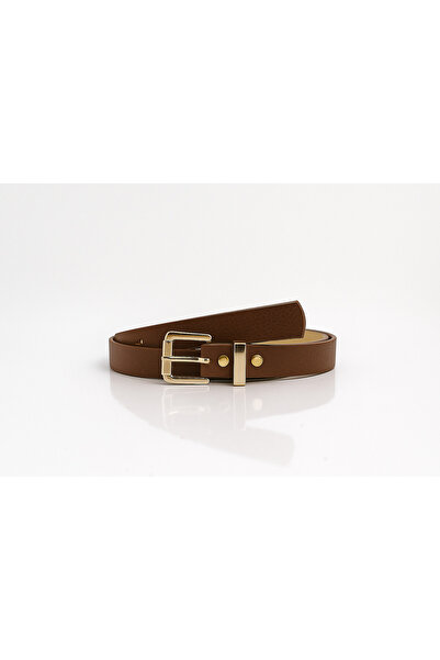 ZEKTON حزام جلد صناعي أسمر اللون للنساء - حزام أنيق بإبزيم ذهبي