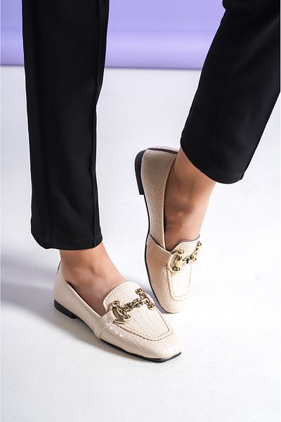Hvz Beige Crocodile Loafer Ballet