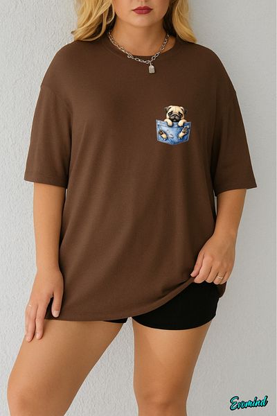 Evomind 1 T-Shirt Is a Gift for Purchases of 5 or More in the Pocket - Large Size Pocket Dog Printed T-Shirt