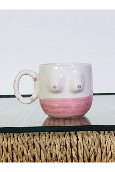 Hulganz El Yapımı Seramik Kupa Kadın Memeli / Göğüslü Çay Kahve Fincanı Mug B...