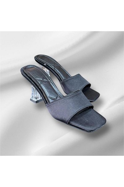 İpek Silk Women's Satin Single Band Transparent Heel Slippers