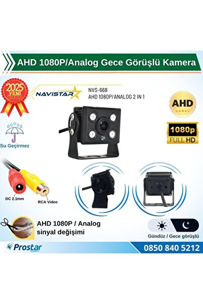 Navistar AHD 1080P/Analog Orta Boy Gece Görüşlü RCA AV Soketli Kamyon Tır Oto...