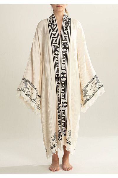 ARİNNASİDE Magna Mater Printed Wrinkled Tassel Kimono