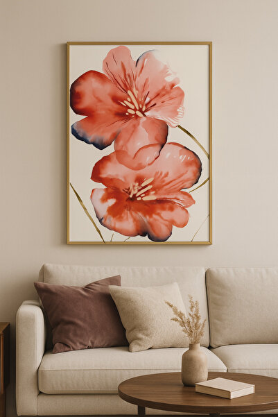 seninürünün Douce Fleur - Μονόχρωμο Μοντέρνο Πίνακα Ζωγραφικής με Μεταλλικό Κ...