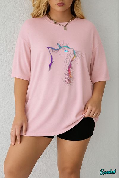 Evomind 1 T-Shirt Is a Gift for Purchases of 5 or More in the Cart - Large Size Cat Printed T-Shirt