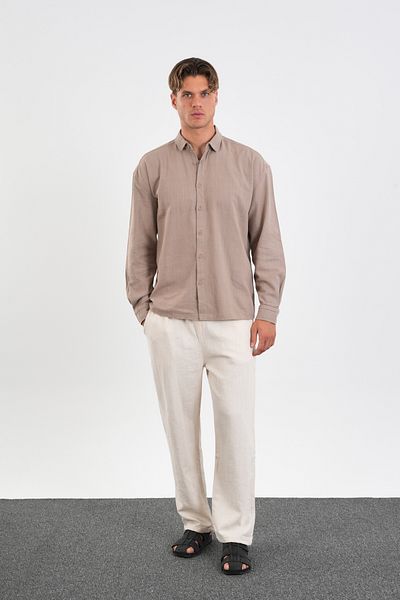 Redline Ανδρικό βαμβακερό πουκάμισο Oversize Comforted Earth