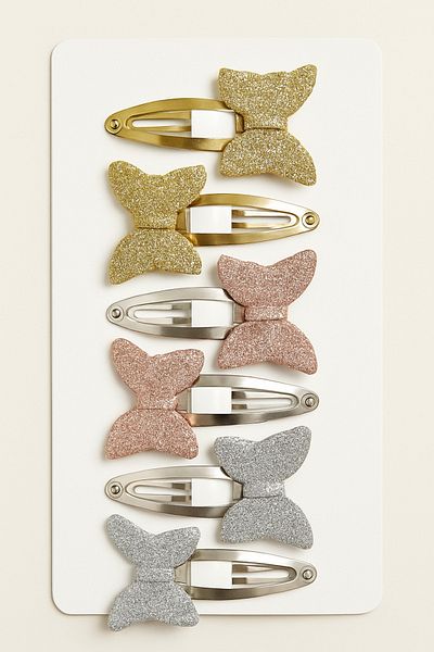 Magu Girls' Glitter Mermaid Tail 6-Piece Buckle Set - Gold, Silver and Rose Colored