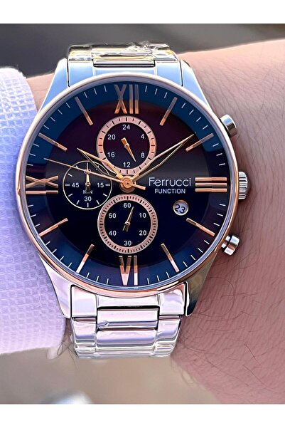 Ferrucci İç Fonksiyonları Aktif Takvim Ve Gün 30mt Suya Dayanıklı Çelik Kordon Erkek Kol Saati VS.BL