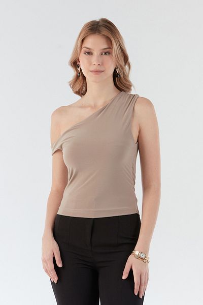 Fulla Moda Μπλούζα με ένα μανίκι με ντραπέ στα πλαϊνά