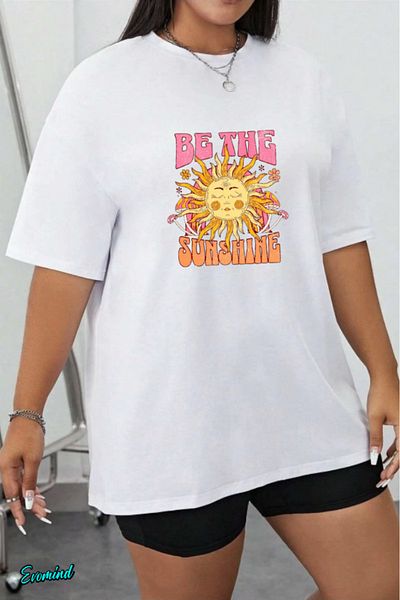 Evomind In Cart 5 or More Purchases Get 1 T-Shirt as a Gift - Large Size Sunshine Printed T-Shirt