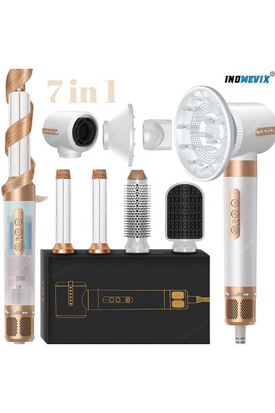 INOMEVIX Perie Electrica 7 in 1 INOMEVIX®, 1400W, 3 Viteze, 3 Trepte Temp., Ioni, Uscator, Ondulator