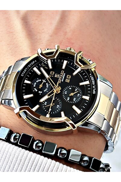 Reward Altın Gümüş Renk Spor Model Çelik Kordon Erkek Kol Saati