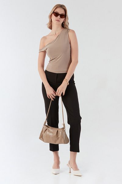 Fulla Moda Μπλούζα με ένα μανίκι με ντραπέ στα πλαϊνά
