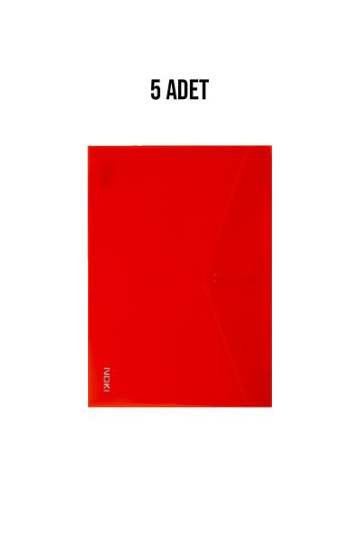 Noki A5 Snap File Document Envelope 5 Pieces Red