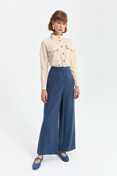 Nihan Arka Beli Lastikli Cupra Pantolon Lacivert