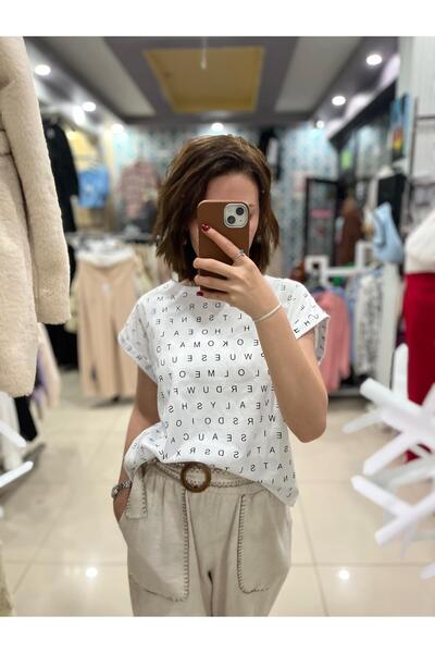 Sublime Butik Tricou crop alb cu imprimeu litere