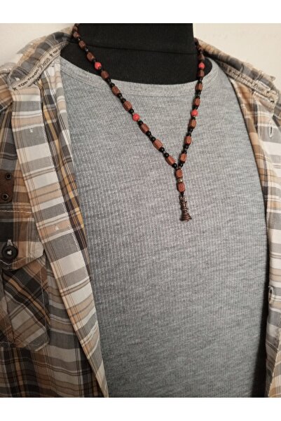 Takı By Erk SATRANÇ TAŞI OBJELİ - AHŞAP BONCUKLU - BOHEM - TARZ KOLYE