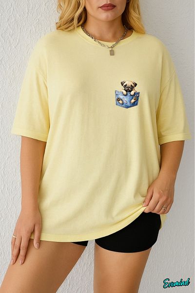 Evomind 1 T-Shirt Is a Gift for Purchases of 5 or More in the Pocket - Large Size Pocket Dog Printed T-Shirt
