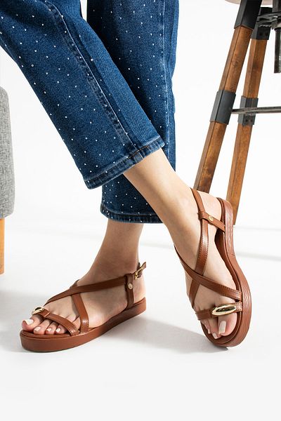 STOCON Maria Women's Gold Ring Detailed Daily Sandals Summer Sandals Stc1119