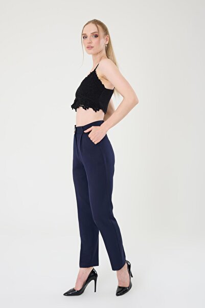 Hazel Kadın Lacivert Dar Kesim Kumaş Pantolon