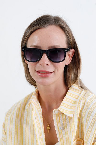 Fulla Moda Bone Frame Sunglasses with Metal Accessory Detail