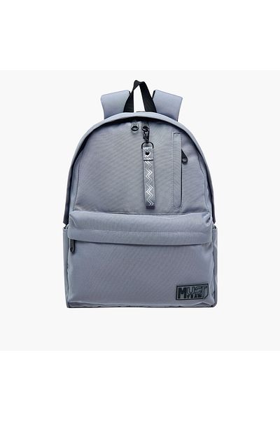 MUST MUST Logo Applique Backpack with Adjustable Straps and Zip Closure - 32x17x42 cms