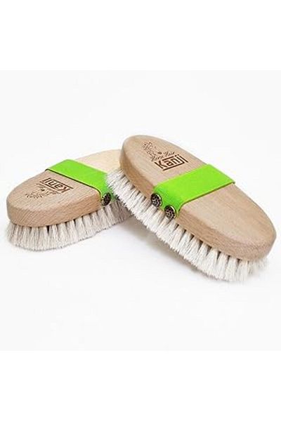 NETWORK ART 100% Natural Horsehair Peanut Green Belted Body Exfoliating Cellulite Brush for Massage and Dry Brushing