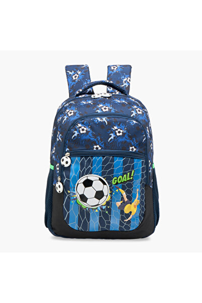 Lifestyle Football Print 16-inch Backpack with Adjustable Shoulder Straps and...