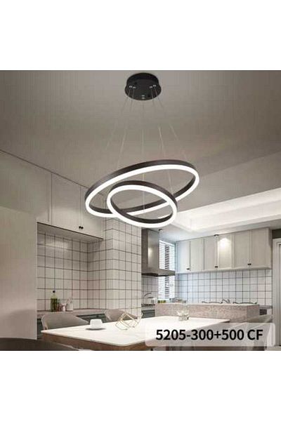 Sueva Brown Led Chandelier 2 Circles With 2.4g Wifi Remote Control Light/cold/warm/neutral Intensity