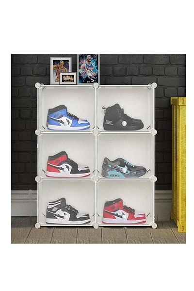 Raffine 6-Pieces Household Stackable New Design Modular Shoe Storage Rack Plastic Transparent Lightweight Sh