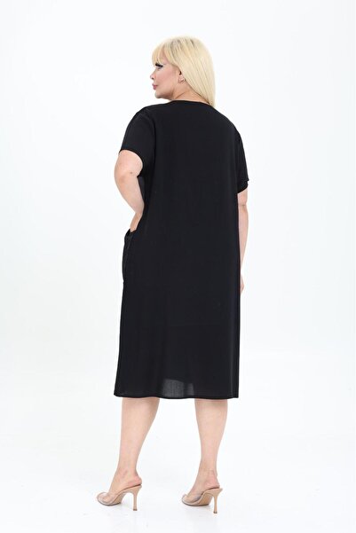 mervemoda Rochie de vară pentru femei, cu decolteu în V, rochie cu mânecă scurtă, sub genunchi