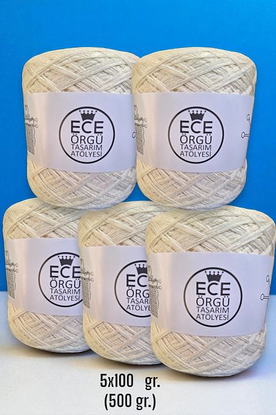 Ece Örgü Tasarım Atölyesi πολυώροφο, κρεμ χρώματος ιταλικό μερσεριζέ βαμβακερό πλεκτό σχοινί (500 γρ.)
