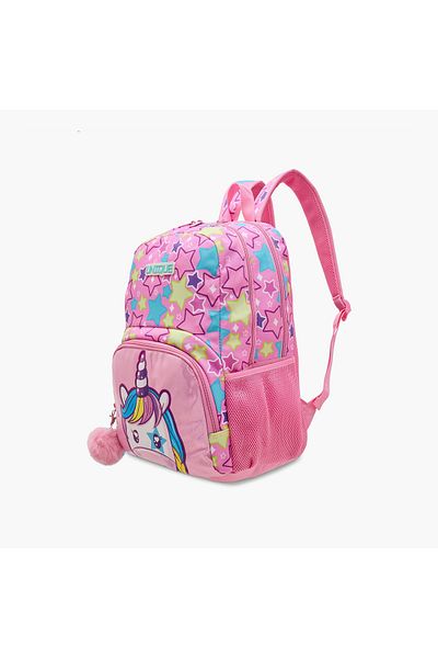 Unique -O Unicorn Print Backpack with Adjustable Straps and Zip Closure - 30x19x45 cms