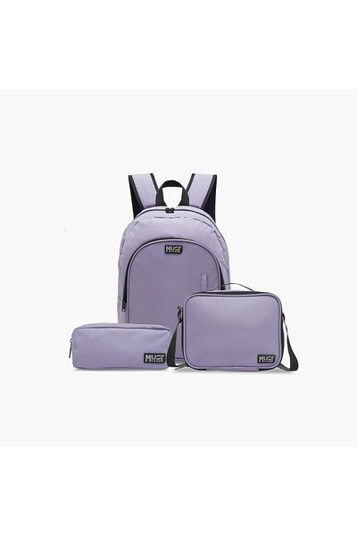 MUST MUST 3-Piece Solid Backpack Set - 32x18x43 cms