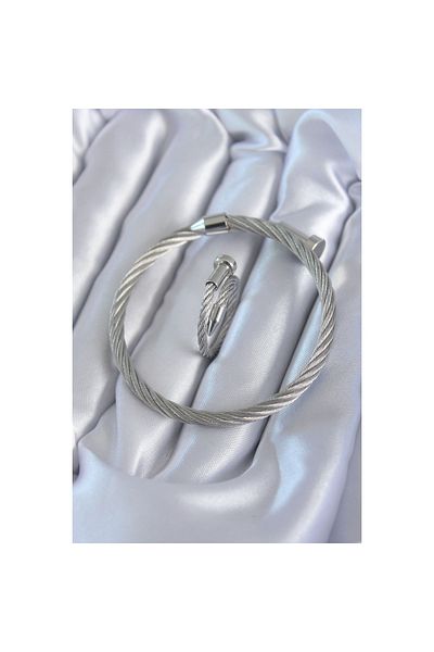 Clariss 316L Steel Silver Color Spiral Model Men's Bracelet Ring Combination