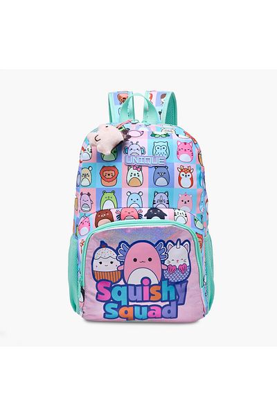 Unique -O Squishy Squad Print Backpack with Adjustable Straps and Zip Closure - 30x19x45 cms
