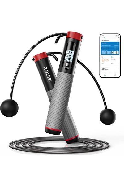 RENPHO حبل القفز الذكي مع عداد، تطبيق، حبل لياقة بدنية وCrossFit سلكي/لاسلكي