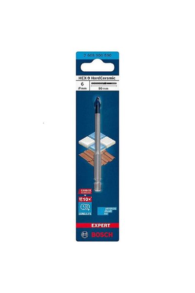 Bosch Expert Hex-9 Hard Ceramic Drill Bit Silver and Blue 6 x 90mm JE2 608 900 590