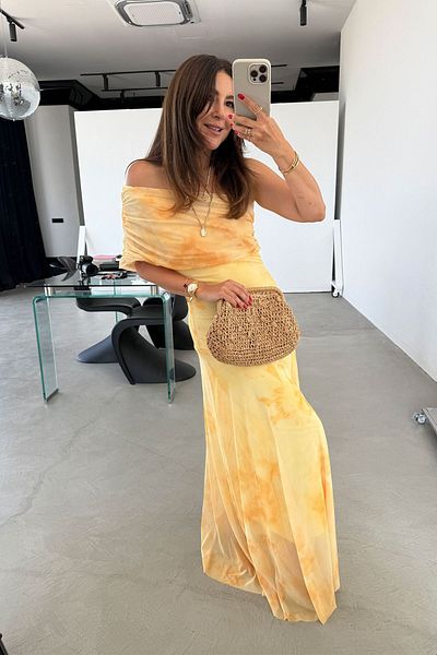 Özge Özgenç Draped Long Tulle Dress